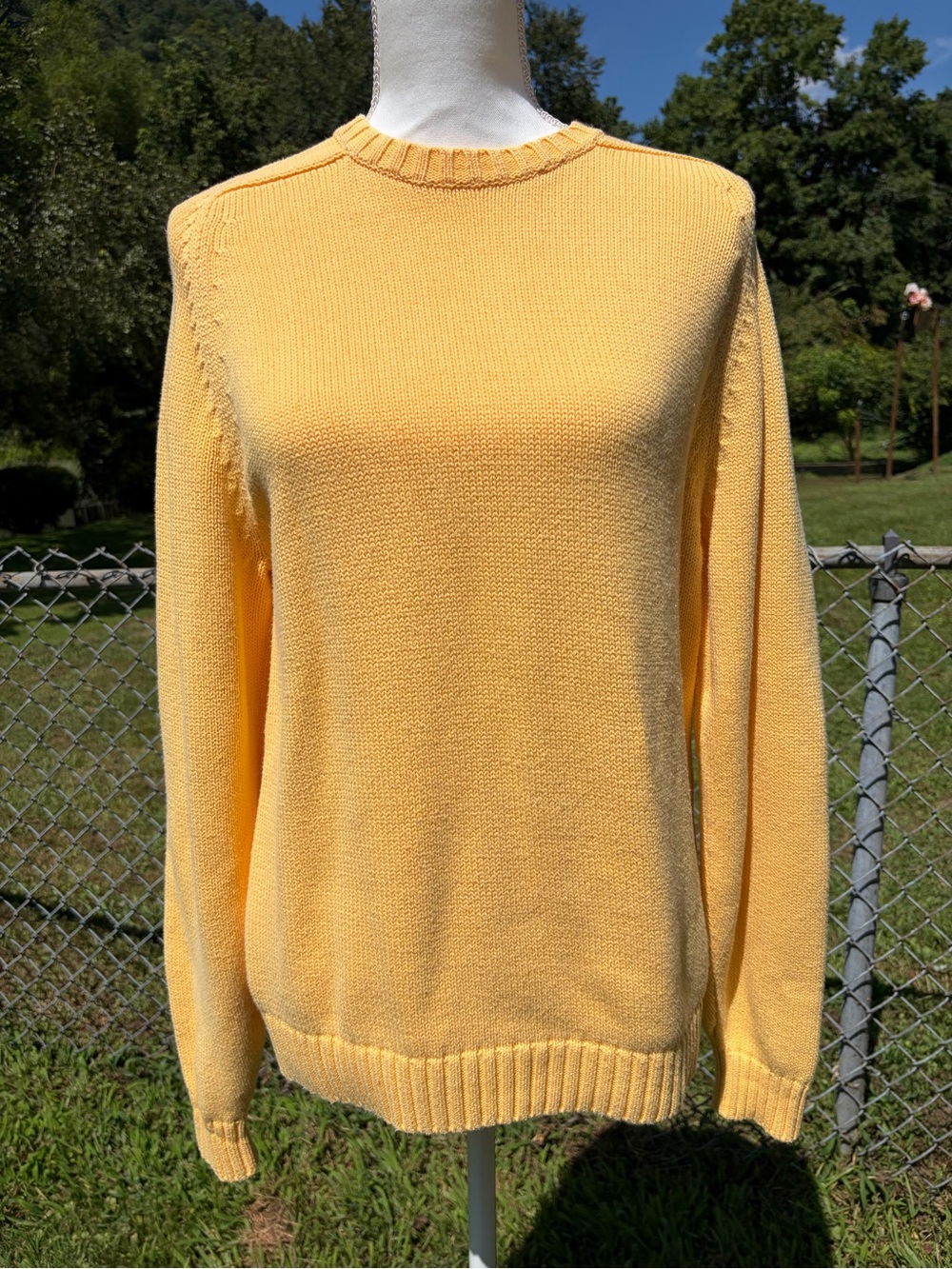 Land’s End Yellow 100% Cotton Sweater Size Medium Petite